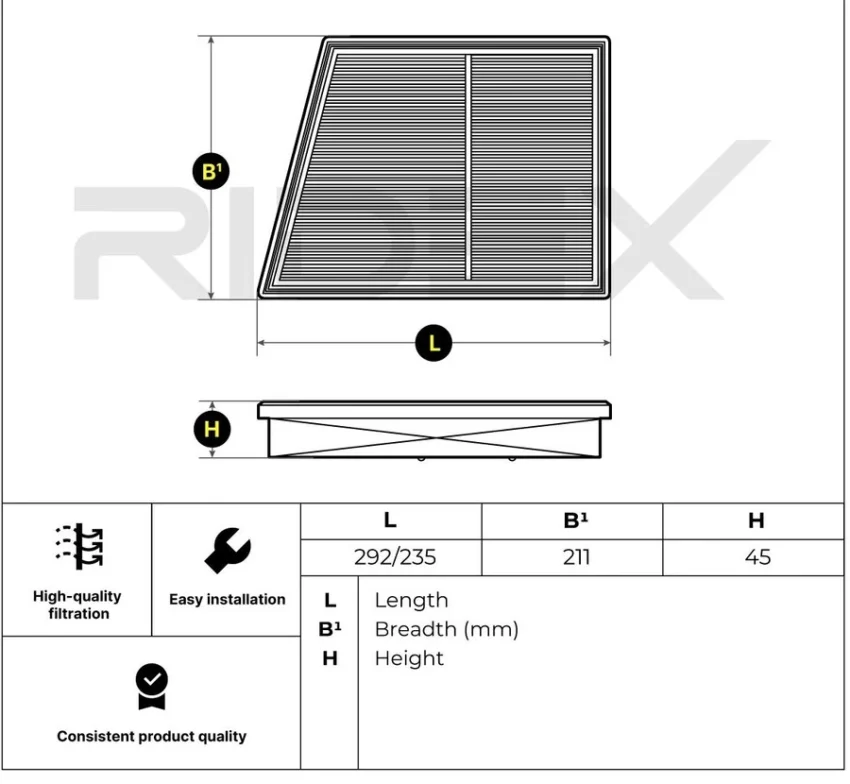 BMW X1 (F48) Engine Air Filter | High Flow & Filtration | Petrol Engine | Ridex - Image 2
