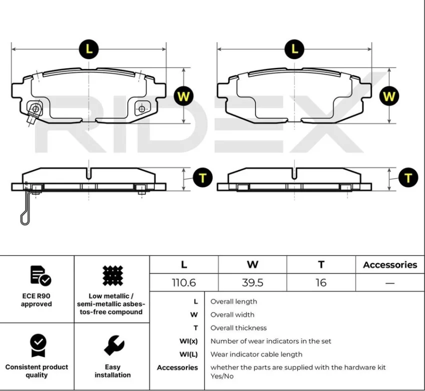 Mitsubishi Outlander/RVR Rear Brake Pads - Image 2